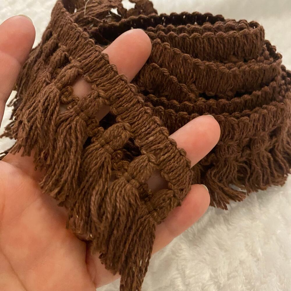 150” Vintage Brown Macrame Style Tassel Fringe Trim Boho Decorative Upholstery